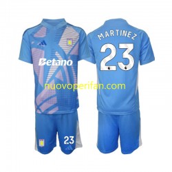 Maglie da Calcio Aston Villa Emiliano Martinez 23 Portiere Bambino Alternativa Tenuta 2024-2025 Maniche Corte