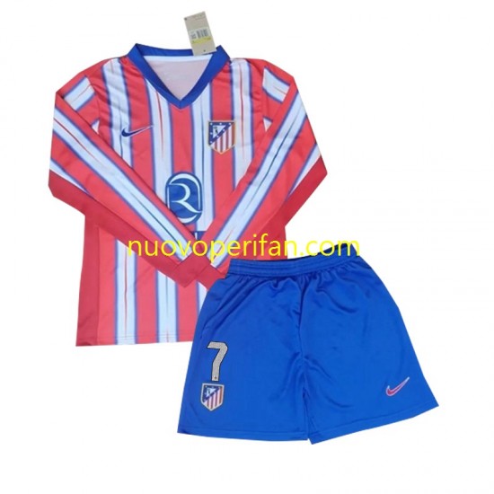 Maglie da Calcio Atlético Madrid Antoine Griezmann 7 Bambino Prima Tenuta 2024-2025 Maniche Lunghe