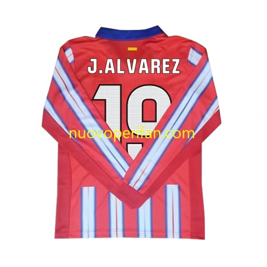 Maglie da Calcio Atlético Madrid Julian Alvarez 19 Uomo Prima Tenuta 2024-2025 Maniche Lunghe