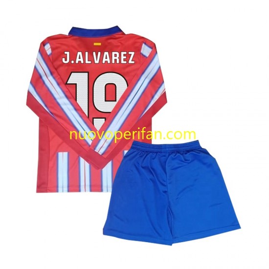 Maglie da Calcio Atlético Madrid Julian Alvarez 19 Bambino Prima Tenuta 2024-2025 Maniche Lunghe