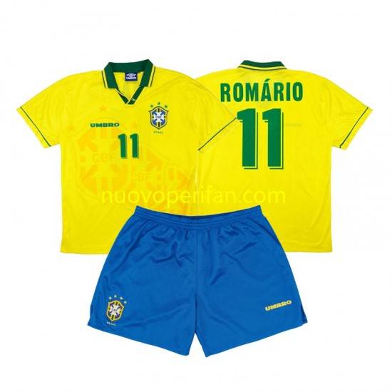 Maglie da Calcio Brasile Romario 11 Retro Bambino Prima Tenuta 1994 Maniche Corte
