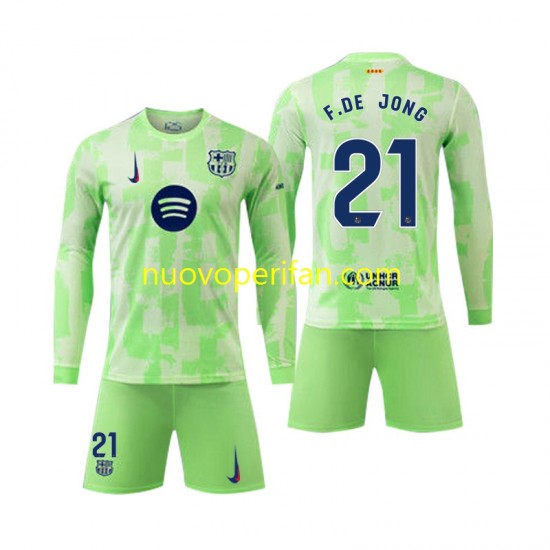 Maglie da Calcio FC Barcelona F DE JONG 21 Bambino Alternativa Tenuta 2024-2025 Maniche Lunghe