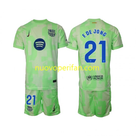 Maglie da Calcio FC Barcelona F DE JONG 21 Bambino Alternativa Tenuta 2024-2025 Maniche Corte