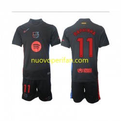 Maglie da Calcio FC Barcelona Raphinha 11 Bambino Trasferta Tenuta 2024-2025 Maniche Corte