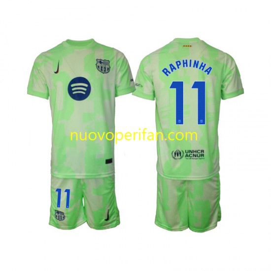 Maglie da Calcio FC Barcelona Raphinha 11 Bambino Alternativa Tenuta 2024-2025 Maniche Corte