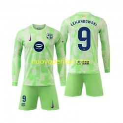 Maglie da Calcio FC Barcelona Robert Lewandowski 9 Bambino Alternativa Tenuta 2024-2025 Maniche Lunghe