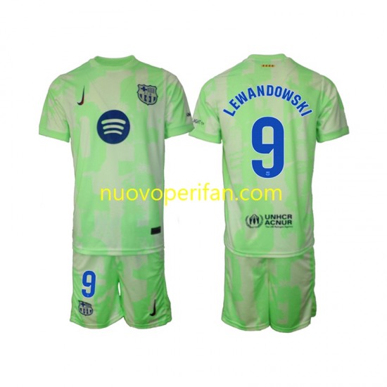 Maglie da Calcio FC Barcelona Robert Lewandowski 9 Bambino Alternativa Tenuta 2024-2025 Maniche Corte