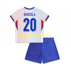 Maglie da Calcio Francia Bradley Barcola 20 Bambino Trasferta Tenuta 2024 Maniche Corte