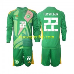 Maglie da Calcio Germania Ter Stegen 22 Portiere Bambino Alternativa Tenuta 2024-2025 Maniche Lunghe