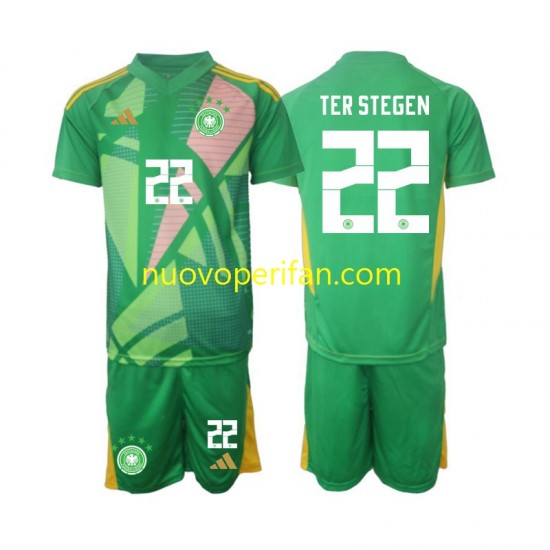 Maglie da Calcio Germania Ter Stegen 22 Portiere Bambino Alternativa Tenuta 2024-2025 Maniche Corte
