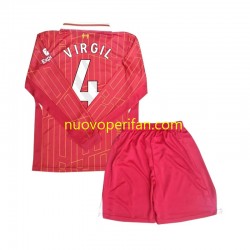 Maglie da Calcio Liverpool Virgil 4 Bambino Prima Tenuta 2024-2025 Maniche Lunghe