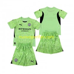 Maglie da Calcio Manchester City 2 Portiere Bambino Quarta Tenuta 2024-2025 Maniche Corte
