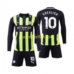 Maglie da Calcio Manchester City Jack Grealish 10 Bambino Trasferta Tenuta 2024-2025 Maniche Lunghe