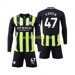 Maglie da Calcio Manchester City Phil Foden 47 Bambino Trasferta Tenuta 2024-2025 Maniche Lunghe