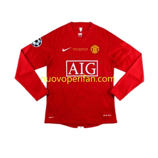 Maglie da Calcio Manchester United Cristiano Ronaldo 7 Champion League 2007 Retro Uomo Prima Tenuta Maniche Lunghe