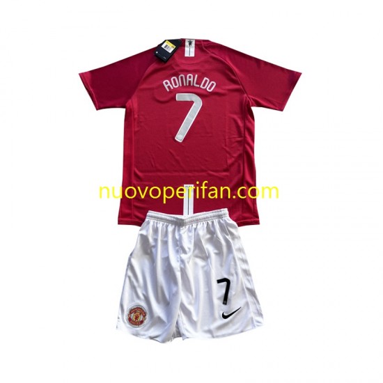 Maglie da Calcio Manchester United Cristiano Ronaldo 7 Champion League 2007 Retro Bambino Prima Tenuta Maniche Corte