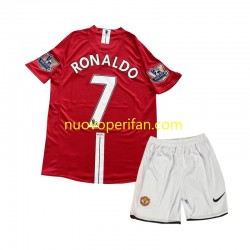 Maglie da Calcio Manchester United Cristiano Ronaldo 7 2007 Retro Bambino Prima Tenuta Maniche Corte