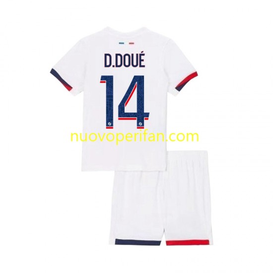 Maglie da Calcio Paris Saint-Germain Desire Doue 14 Bambino Trasferta Tenuta 2024-2025 Maniche Corte