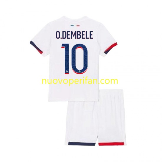 Maglie da Calcio Paris Saint-Germain Ousmane Dembele 10 Bambino Trasferta Tenuta 2024-2025 Maniche Corte