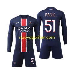 Maglie da Calcio Paris Saint-Germain Pacho 51 Bambino Prima Tenuta 2024-2025 Maniche Lunghe