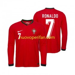 Maglie da Calcio Portogallo Ronaldo 7 Uomo Prima Tenuta Euro 2024 Maniche Lunghe