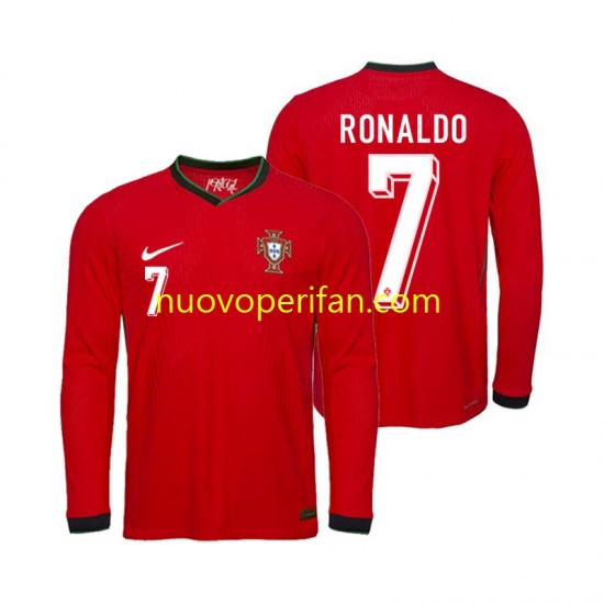 Maglie da Calcio Portogallo Ronaldo 7 Uomo Prima Tenuta Euro 2024 Maniche Lunghe