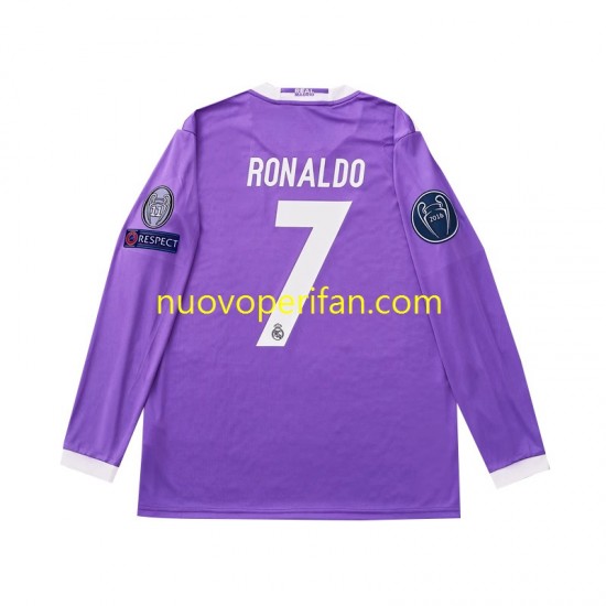 Maglie da Calcio Real Madrid Cristiano Ronaldo 7 2016 Retro Bambino Trasferta Tenuta Maniche Lunghe