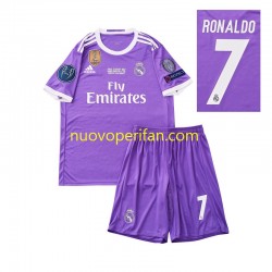 Maglie da Calcio Real Madrid Cristiano Ronaldo 7 2016 Retro Bambino Trasferta Tenuta Maniche Corte