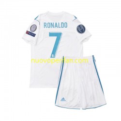 Maglie da Calcio Real Madrid Cristiano Ronaldo 7 2017 Retro Bambino Prima Tenuta Maniche Corte