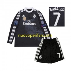 Maglie da Calcio Real Madrid Cristiano Ronaldo 7 2014 Retro Bambino Alternativa Tenuta Maniche Lunghe
