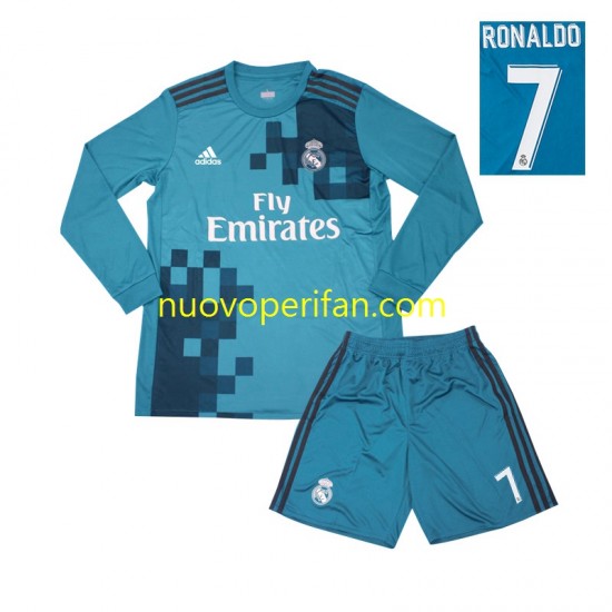 Maglie da Calcio Real Madrid Cristiano Ronaldo 7 2017 Retro Bambino Alternativa Tenuta Maniche Lunghe