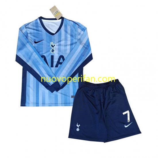 Maglie da Calcio Tottenham Hotspur Son 7 Bambino Trasferta Tenuta 2024-2025 Maniche Lunghe