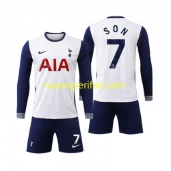 Maglie da Calcio Tottenham Hotspur Son 7 Bambino Prima Tenuta 2024-2025 Maniche Lunghe