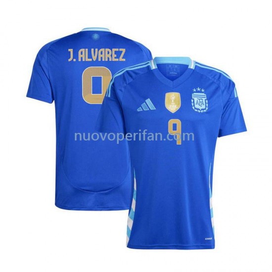 Maglie da Calcio Argentina Julian Alvarez 9 Uomo Trasferta Tenuta 2024 Maniche Corte