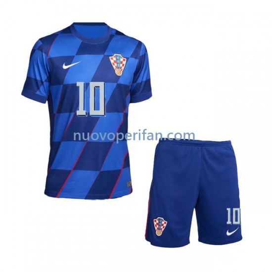 Maglie da Calcio Croazia Modrić 10 Bambino Trasferta Tenuta Euro 2024 Maniche Corte