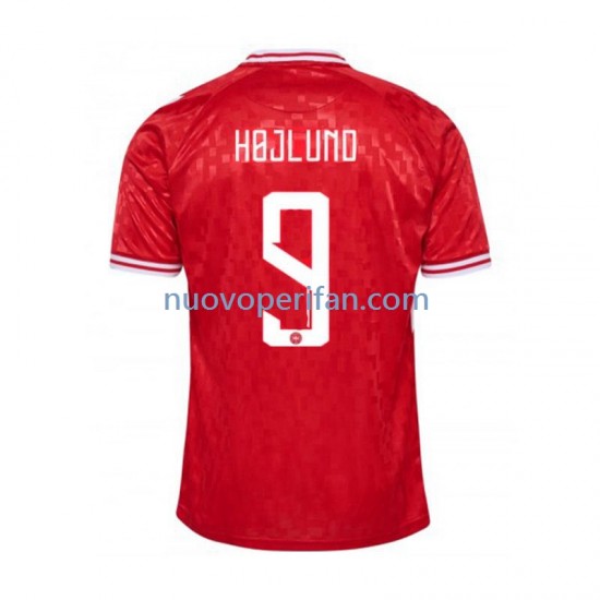 Maglie da Calcio Danimarca Hojlund 9 Uomo Prima Tenuta Euro 2024 Maniche Corte