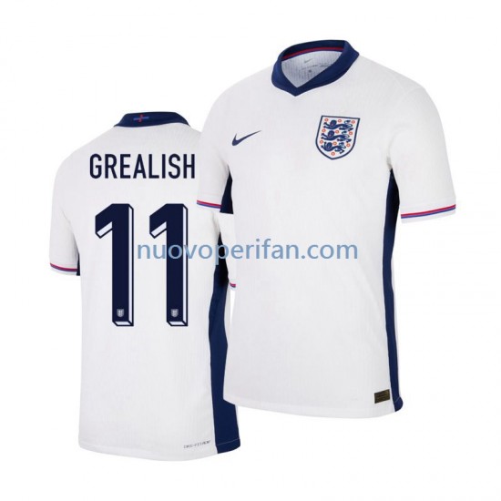 Maglie da Calcio Inghilterra Jack Grealish 11 Uomo Prima Tenuta Euro 2024 Maniche Corte