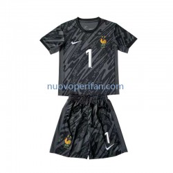 Maglie da Calcio Francia Hugo Lloris 1 Portiere Bambino Trasferta Tenuta Euro 2024 Maniche Corte