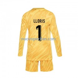 Maglie da Calcio Francia Hugo Lloris 1 Portiere Bambino Prima Tenuta Euro 2024 Maniche Lunghe
