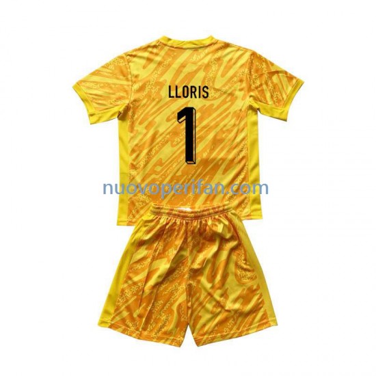 Maglie da Calcio Francia Hugo Lloris 1 Portiere Bambino Prima Tenuta Euro 2024 Maniche Corte