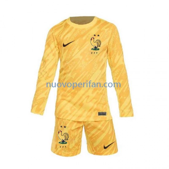 Maglie da Calcio Francia Portiere Bambino Prima Tenuta Euro 2024 Maniche Lunghe