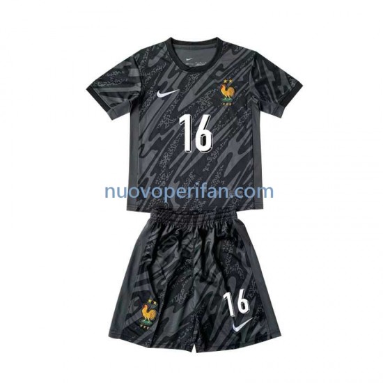 Maglie da Calcio Francia Mike Maignan 16 Portiere Bambino Trasferta Tenuta Euro 2024 Maniche Corte