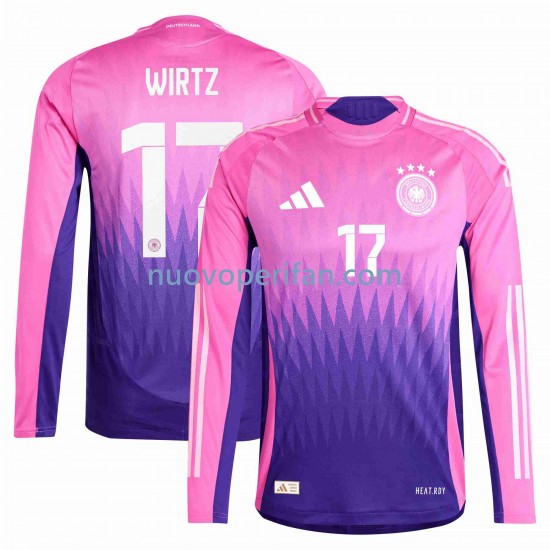 Maglie da Calcio Germania Florian Wirtz 17 Uomo Trasferta Tenuta Euro 2024 Maniche Lunghe