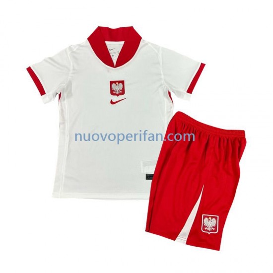 Maglie da Calcio Polonia Bambino Prima Tenuta Euro 2024 Maniche Corte