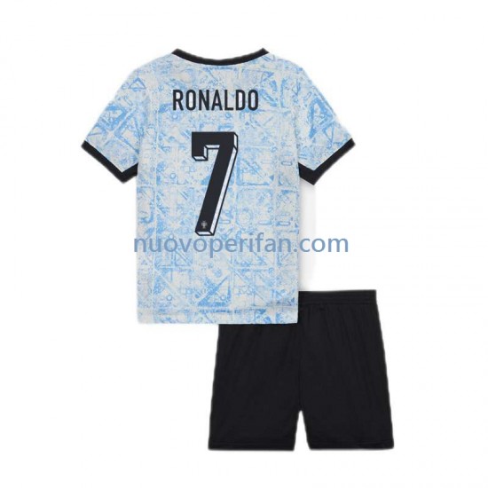Maglie da Calcio Portogallo Cristiano Ronaldo 7 Bambino Trasferta Tenuta Euro 2024 Maniche Corte