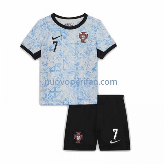 Maglie da Calcio Portogallo Cristiano Ronaldo 7 Bambino Trasferta Tenuta Euro 2024 Maniche Corte