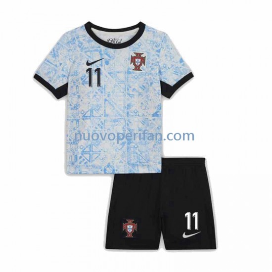 Maglie da Calcio Portogallo Joao Felix 11 Bambino Trasferta Tenuta Euro 2024 Maniche Corte