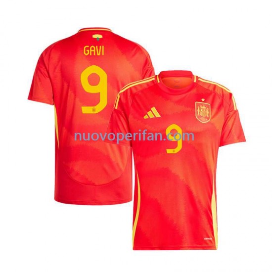Maglie da Calcio Spagna Gavi 9 Uomo Prima Tenuta Euro 2024 Maniche Corte