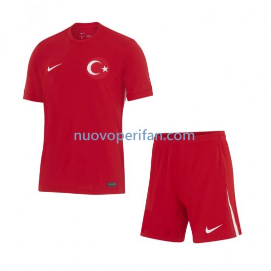 Maglie da Calcio Turchia Bambino Trasferta Tenuta Euro 2024 Maniche Corte