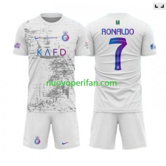 Maglie da Calcio Al-Nassr Ronaldo 7 Bambino Alternativa Tenuta 2023-2024 Maniche Corte